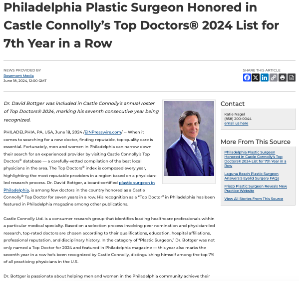 Dr. David Bottger Named Top Doctor in Philadelphia 2024